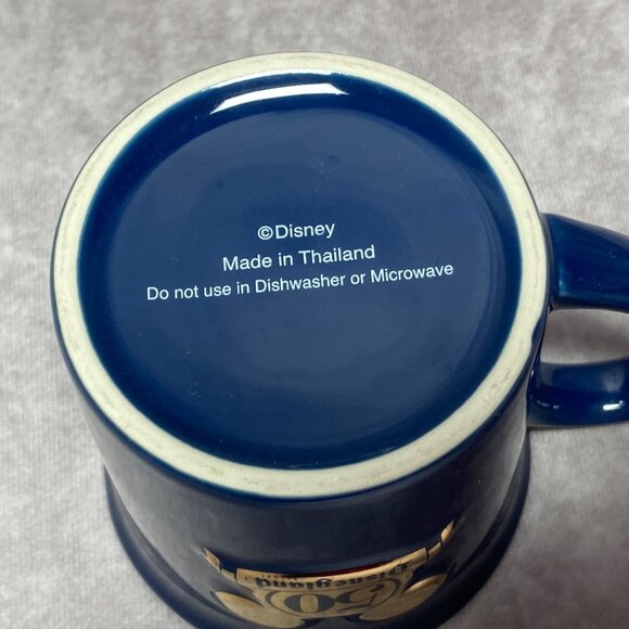 Disneyland 50th Anniversary Blue Ceramic Mug With Castle & Gold Mickey Design 3D - Picture 5 of 10